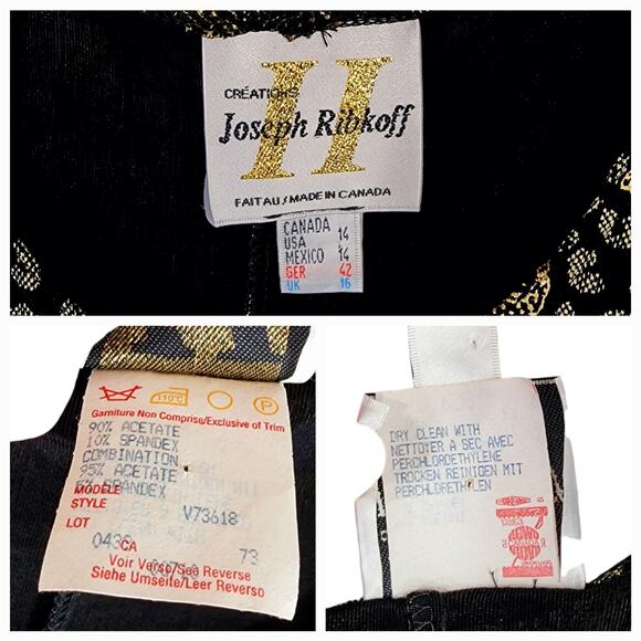 Vtg Joseph Ribkoff Maxi Dress 14 Womens Metallic Gold Cheetahs‎ Leopards Black - Picture 3 of 12